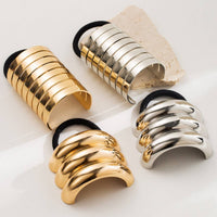Sleek Oval Metal Elastic Hair Tie for Women