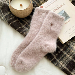 Bow Embroidery Thick Socks
