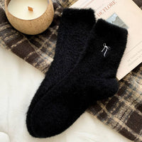 Bow Embroidery Thick Socks