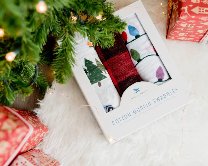 Cotton Muslin Swaddle Blanket Set - Holiday Haul