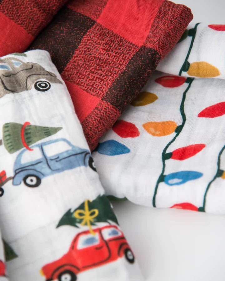 Cotton Muslin Swaddle Blanket Set - Holiday Haul