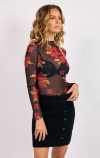 Floral Mesh Top